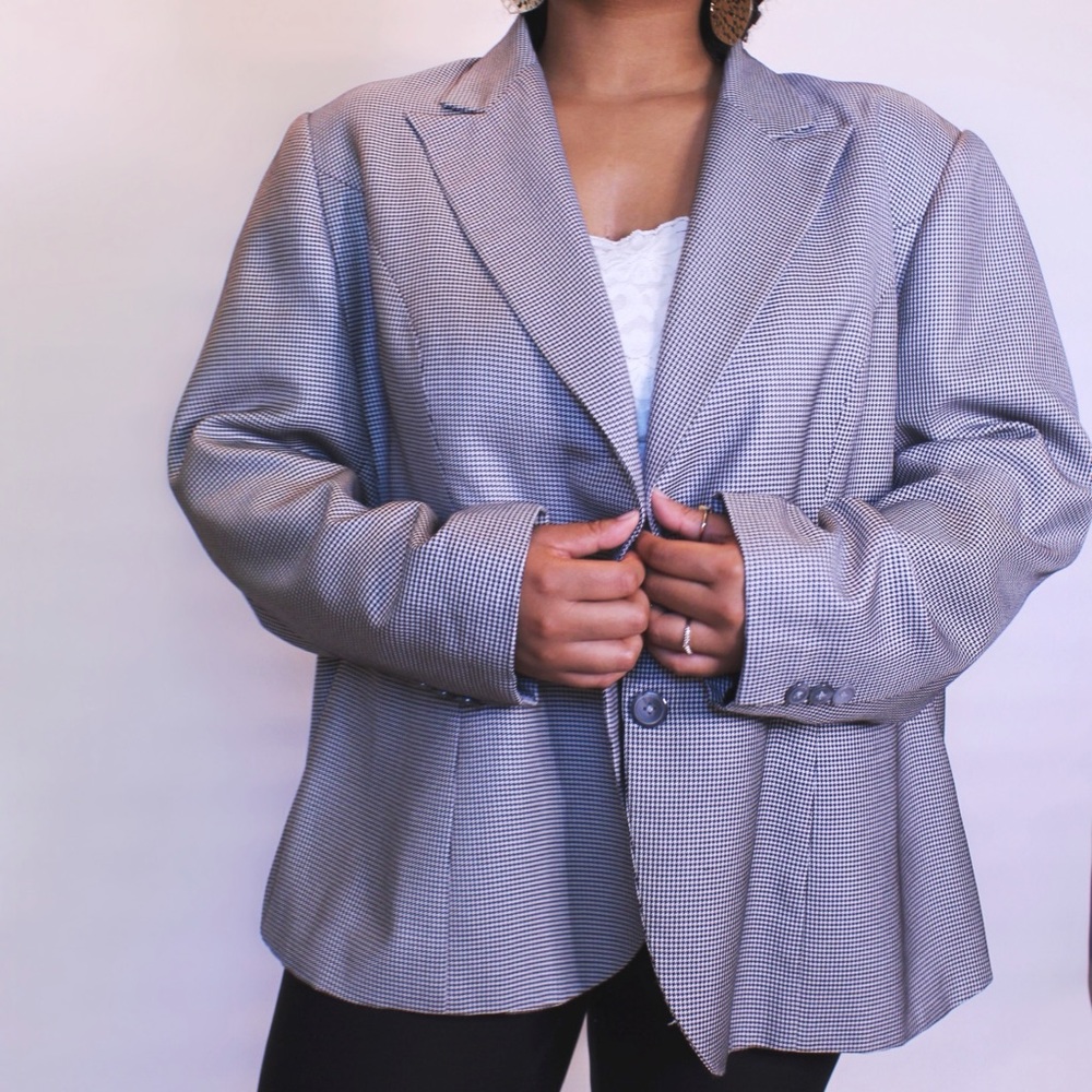 Black and White Houndstooth Blazer